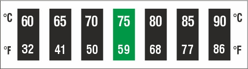 Liquid Crystal 7 Level Horizontal Thermometer Labels 0ºC to 120ºC