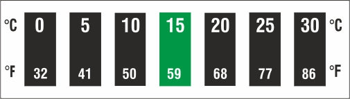 Liquid Crystal 7 Level Horizontal Thermometer Labels 0ºC to 120ºC